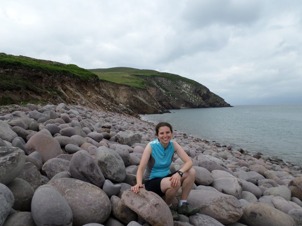 Marissa was too squeamish to interact directly with the water, but the beach still made her happy (Category:  Travel)