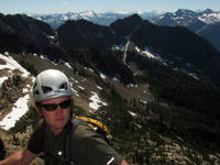 Mike on the West Face of North Early Winter Spire. (Category:  Rock Climbing)