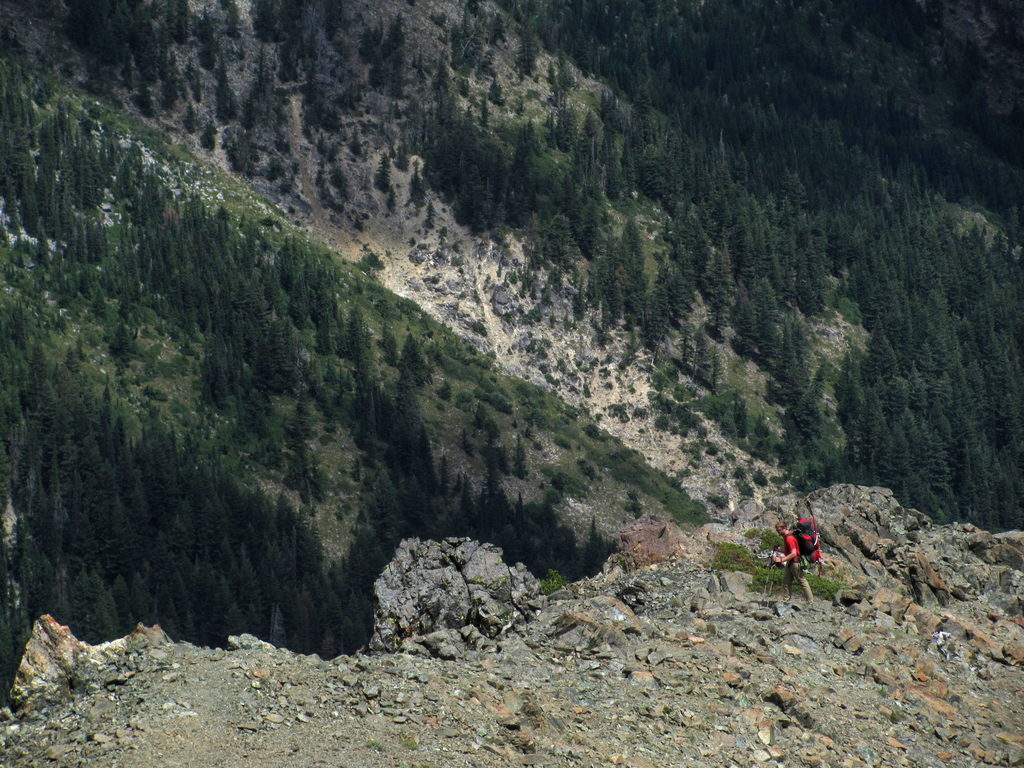 Mike on the approach to Mt. Stuart. (Category:  Rock Climbing)