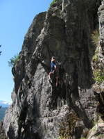 Guy leading The Climb Warp at Area 44. (Category:  Rock Climbing)