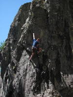 Guy leading The Climb Warp at Area 44. (Category:  Rock Climbing)