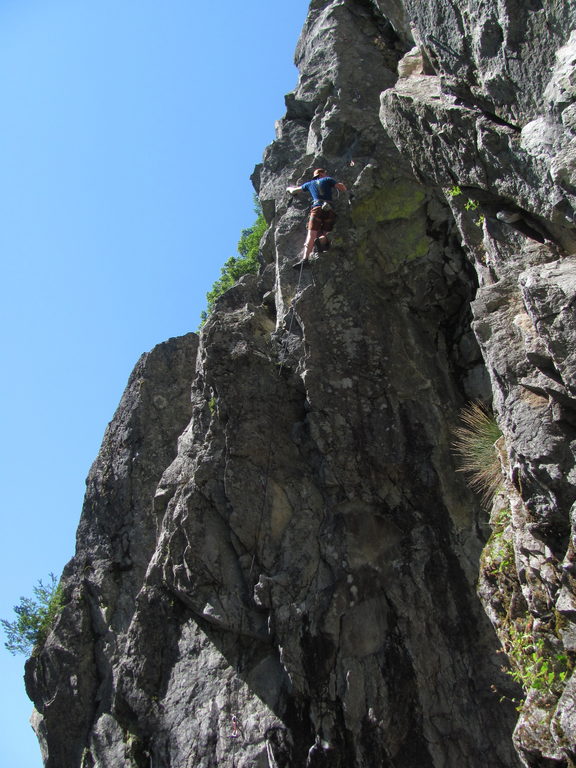 Guy leading The Climb Warp at Area 44. (Category:  Rock Climbing)