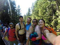 Guy, Me, Mike and Cat on the suspension bridge in Lynn Canyon. (Category:  Rock Climbing)