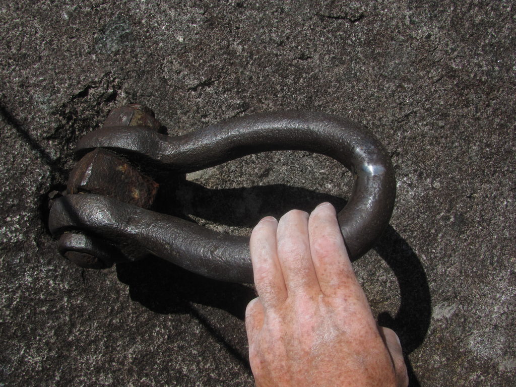 First belay anchor on Great Northern Slab. (Category:  Rock Climbing)