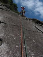 Mike on Great Northern Slab. (Category:  Rock Climbing)