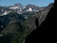 Climber at the start of the Beckey Route. (Category:  Rock Climbing)