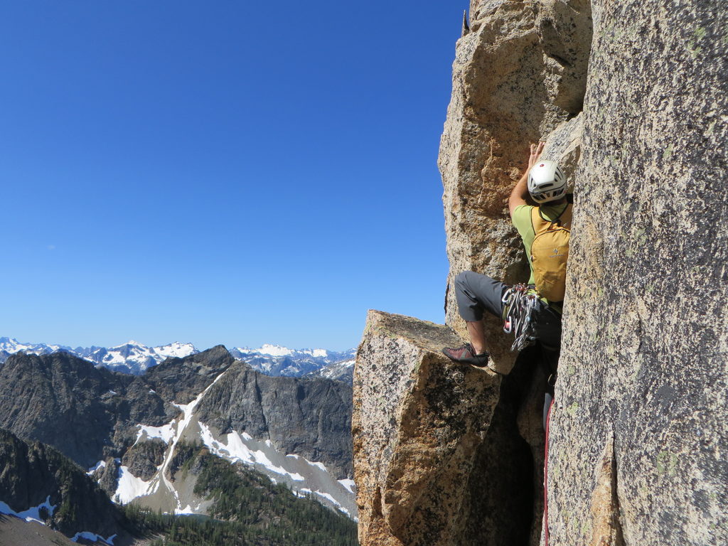 Me leading the Beckey Route on Liberty Bell. (Category:  Rock Climbing)