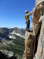 Me leading the Beckey Route on Liberty Bell. (Category:  Rock Climbing)