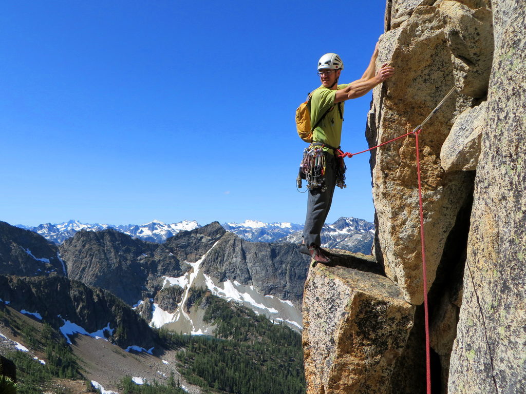 Me leading the Beckey Route on Liberty Bell. (Category:  Rock Climbing)