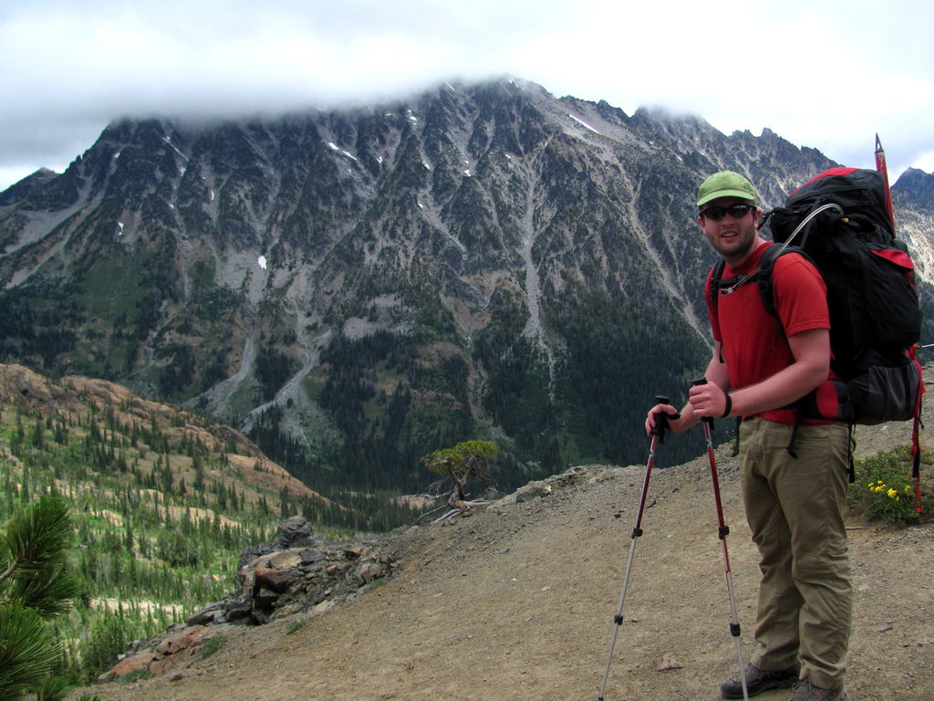 Mike hiking in to Mt. Stuart. (Category:  Rock Climbing)