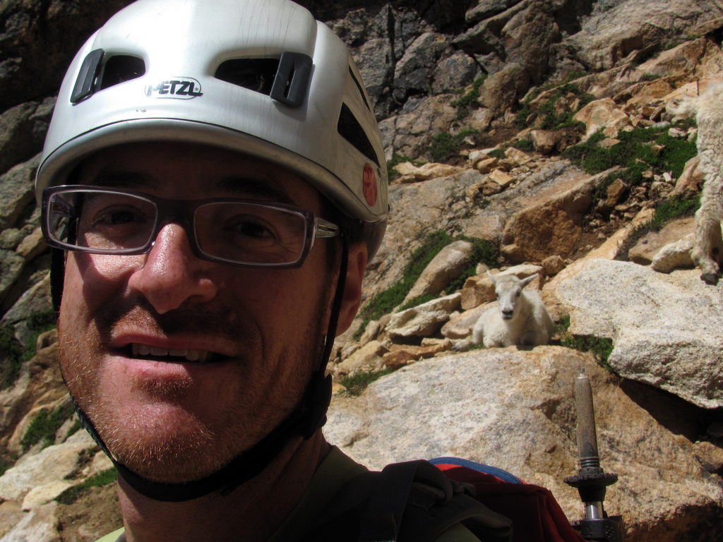 Selfie with goats. (Category:  Rock Climbing)