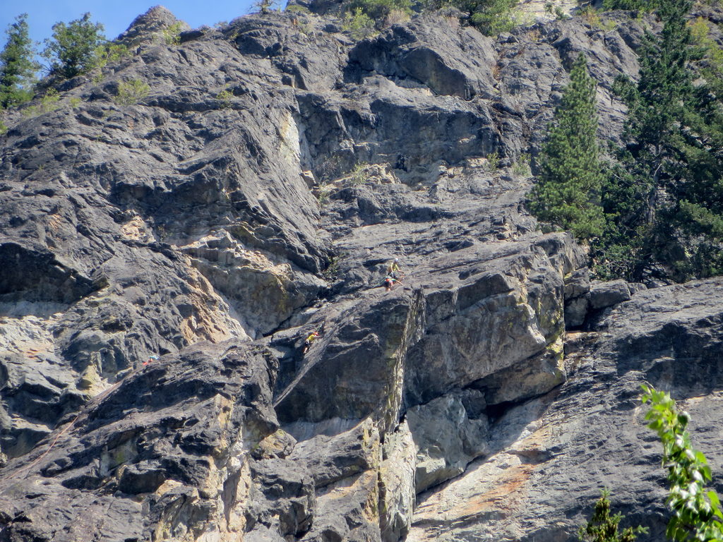 Mike's long distance photos of us on Prime Rib of Goat. (Category:  Rock Climbing)