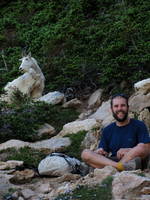 Phil and a Mountain Goat. (Category:  Rock Climbing)
