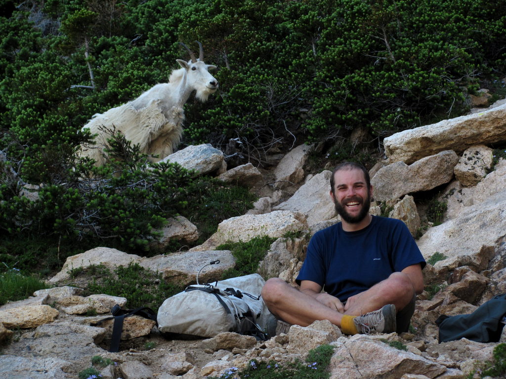 Phil and a Mountain Goat. (Category:  Rock Climbing)