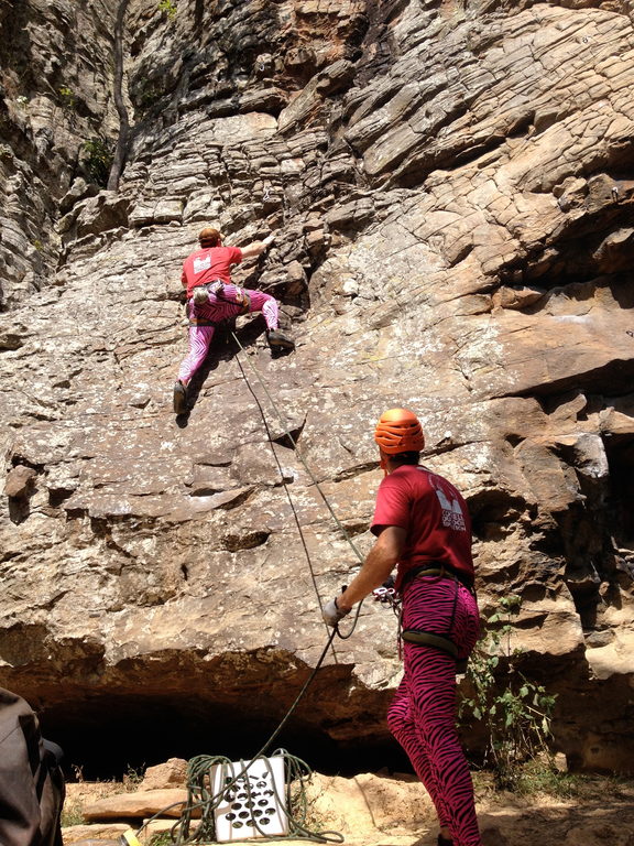 Rope hamper and belay gloves... both essential. (Category:  Rock Climbing)