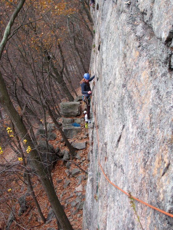 Gretchen at the start of Maria (Category:  Rock Climbing)