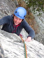 Gretchen at the top of Maria (Category:  Rock Climbing)