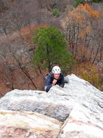 Eric coming up the Directissima arete (Category:  Rock Climbing)