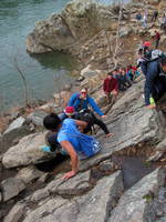 Scrambling up the Billy Goat Trail. (Category:  Family)