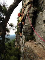 Val leading Minty (Category:  Rock Climbing)