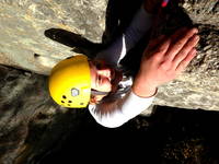 Zoe coming up Yellow Ridge (Category:  Rock Climbing)