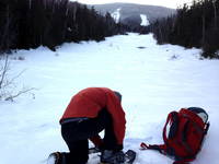 Rob at the bottom of the Dix slides (Category:  Ice Climbing)