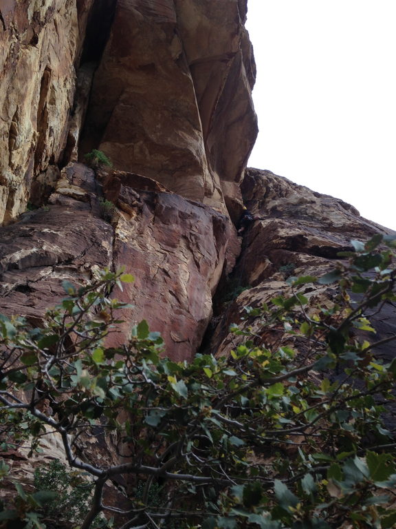 Pat leading the second pitch of Atras (Category:  Rock Climbing)