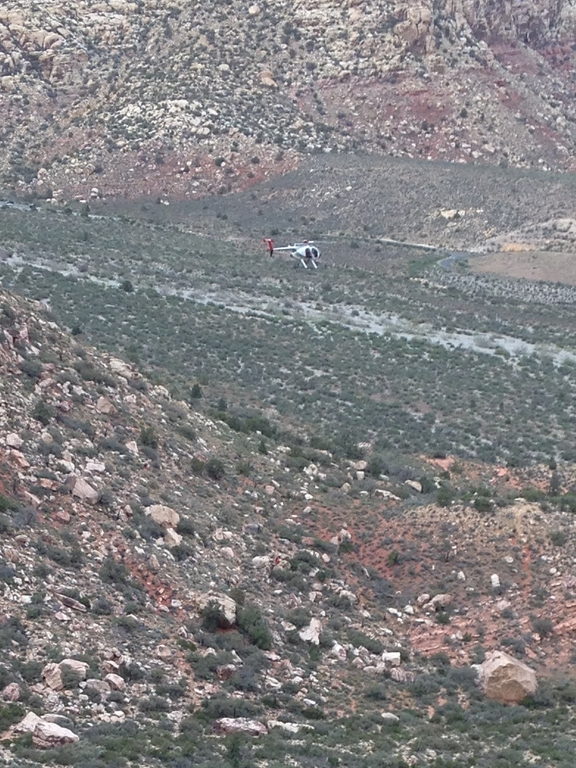Helicopter rescue of a hiker in Icebox Canyon, about 800 yards from the road. (Category:  Rock Climbing)