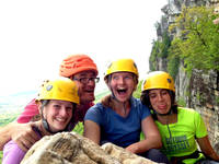 Ilana, me, Liana and Deepa on the High E ledge (Category:  Rock Climbing)