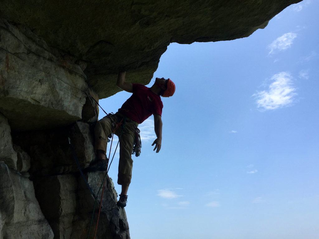 Me leading Bonnie's Roof Direct (Category:  Rock Climbing)