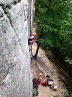 Nicole leading Something Interesting (Category:  Rock Climbing)