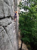 Nicole leading Something Interesting (Category:  Rock Climbing)