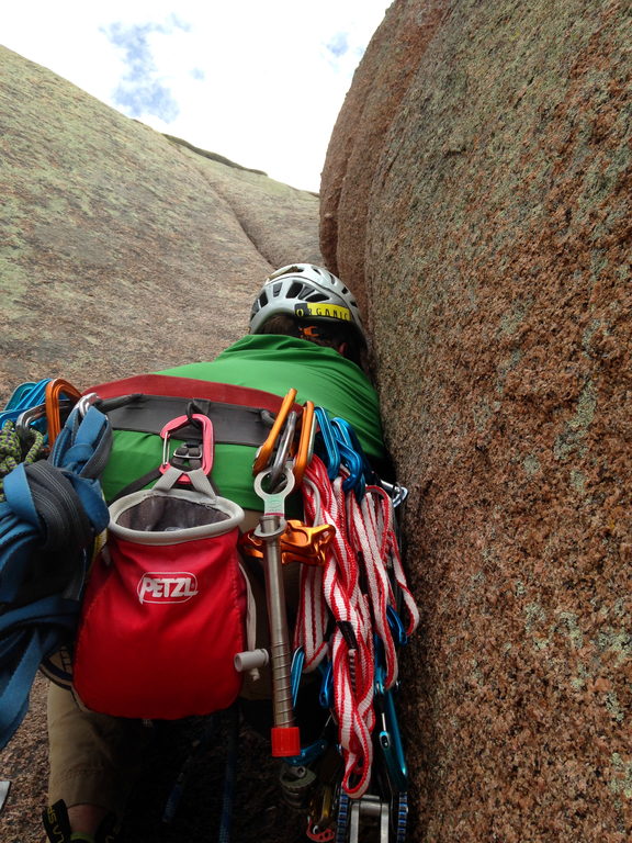 Mike leading Edward's Crack... (Category:  Rock Climbing)