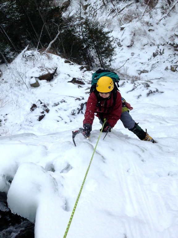 Emily climbing Cascade Falls (Category:  Ice Climbing)