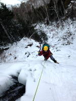 Emily climbing Cascade Falls (Category:  Ice Climbing)