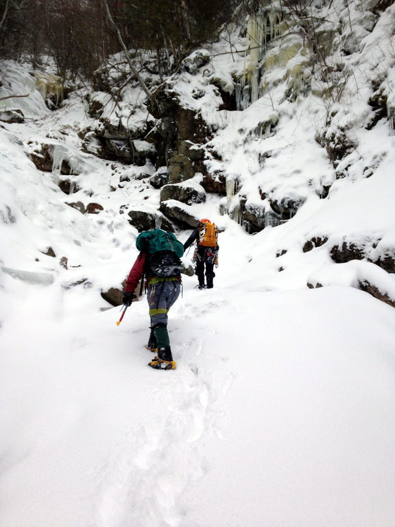 Heading up the gully (Category:  Ice Climbing)