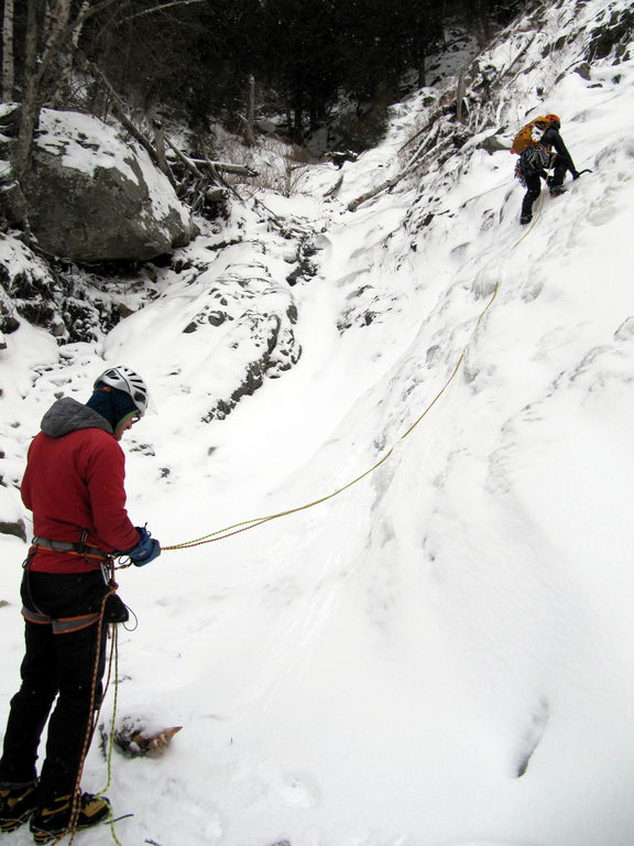 Adam leading Cascade Falls (Category:  Ice Climbing)