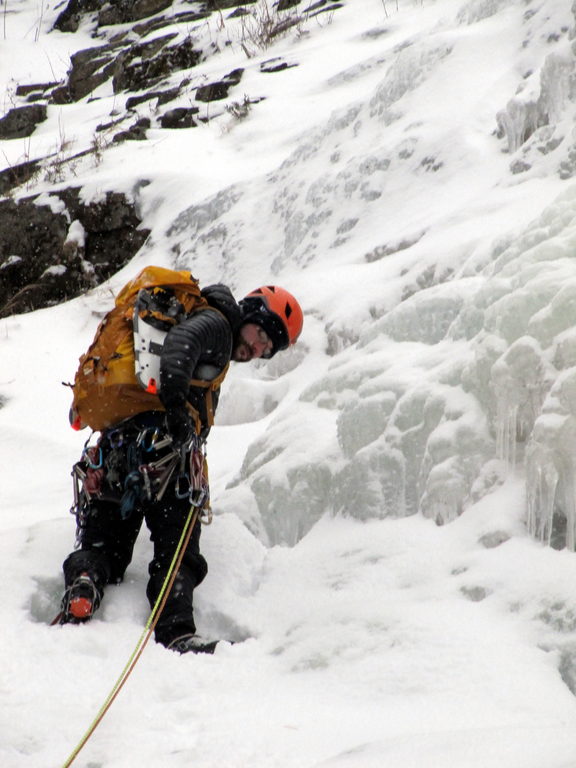 Adam leading Cascade Falls (Category:  Ice Climbing)