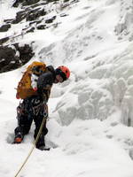 Adam leading Cascade Falls (Category:  Ice Climbing)