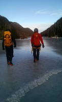 Walking back to the car on Lower Cascade Lake (Category:  Ice Climbing)
