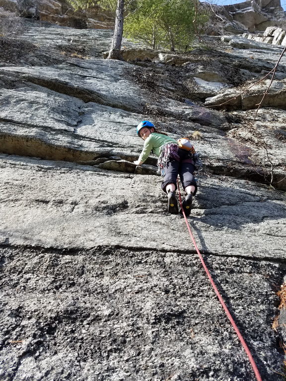 Jackie starting up Keep On Struttin (Category:  Rock Climbing)