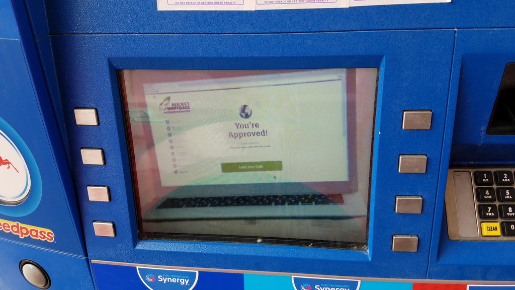 Has anyone in the history of ever made a mortgage decision based on an advertisement they watched while pumping gas? (Category:  Rock Climbing)