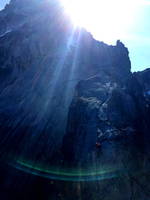 Me leading the lens flare pitch :) (Category:  Rock Climbing)