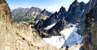 Ice Cliff and Sherpa Glaciers viewed from about 500' below the summit of Mt. Stuart (Category:  Rock Climbing)