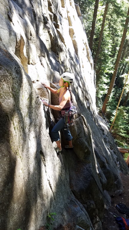 Cat leading at The Commonwealth (Category:  Rock Climbing)