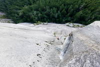 Guy coming up the Split Pillar (Category:  Rock Climbing)