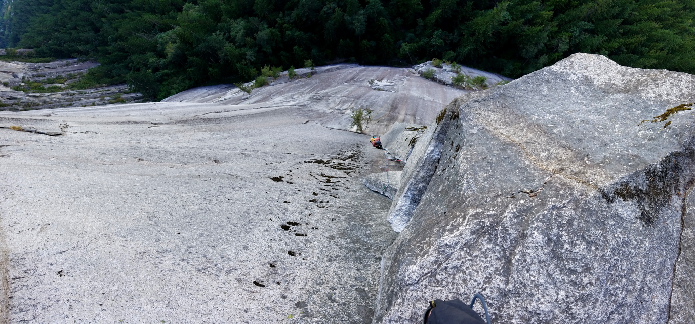 Guy coming up the Split Pillar (Category:  Rock Climbing)