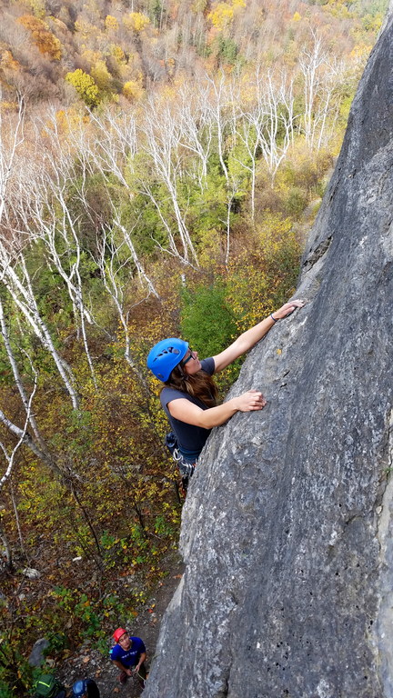 Drew leading Get The Baby Out Of Here (Category:  Rock Climbing)