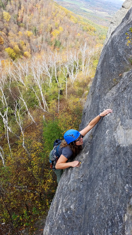 Drew leading Get The Baby Out Of Here (Category:  Rock Climbing)