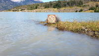 The water level is up about 5 meters because the glacier dams this part of the lake (Category:  Backpacking)